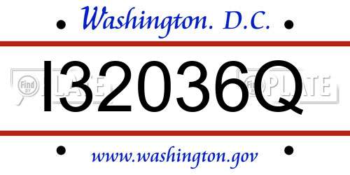 I32036Q District Of Columbia License Plate