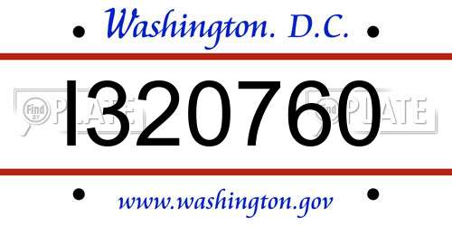 I320760 District Of Columbia License Plate