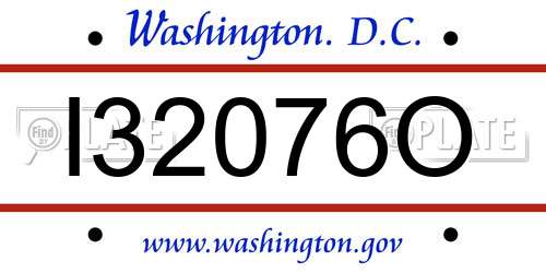 I32076O District Of Columbia License Plate