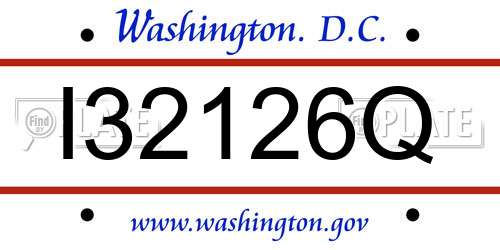 I32126Q District Of Columbia License Plate
