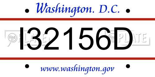 I32156D District Of Columbia License Plate