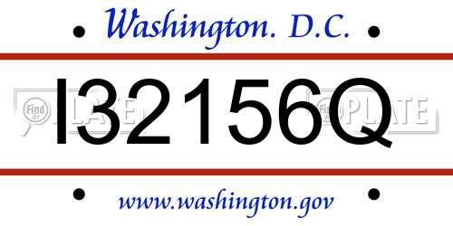 I32156Q District Of Columbia License Plate