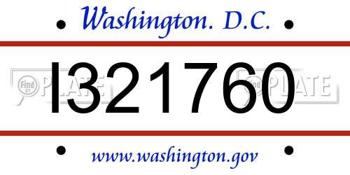 I321760 District Of Columbia License Plate