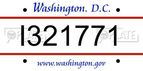 I321771 District Of Columbia License Plate