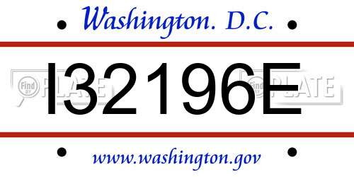I32196E District Of Columbia License Plate