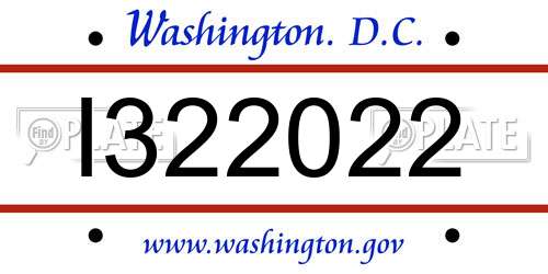 I322022 District Of Columbia License Plate