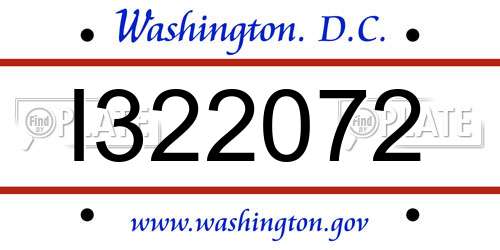 I322072 District Of Columbia License Plate