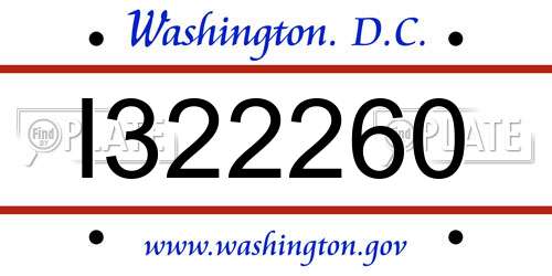 I322260 District Of Columbia License Plate