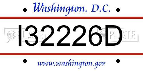 I32226D District Of Columbia License Plate