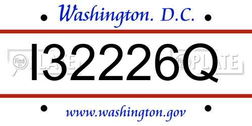 I32226Q District Of Columbia License Plate
