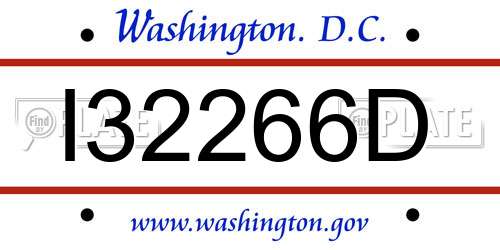 I32266D District Of Columbia License Plate