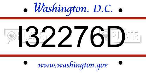 I32276D District Of Columbia License Plate