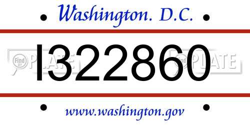 I322860 District Of Columbia License Plate