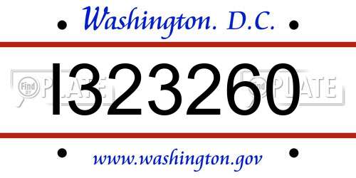 I323260 District Of Columbia License Plate