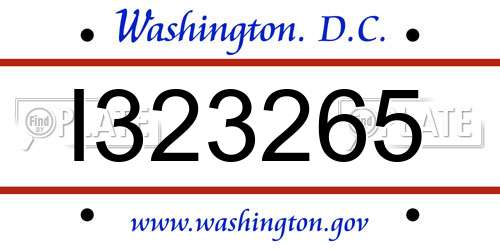 I323265 District Of Columbia License Plate