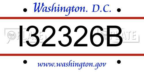 I32326B District Of Columbia License Plate