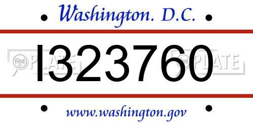 I323760 District Of Columbia License Plate