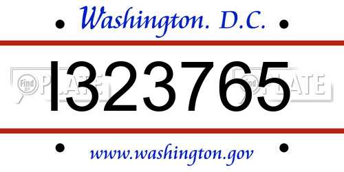 I323765 District Of Columbia License Plate