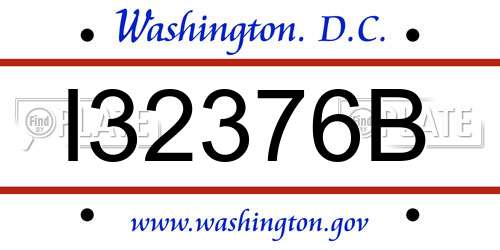 I32376B District Of Columbia License Plate