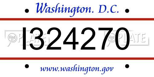 I324270 District Of Columbia License Plate