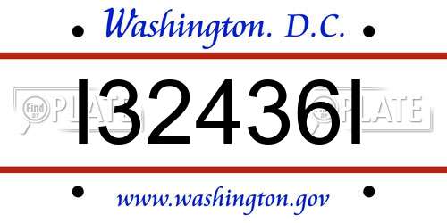 I32436I District Of Columbia License Plate