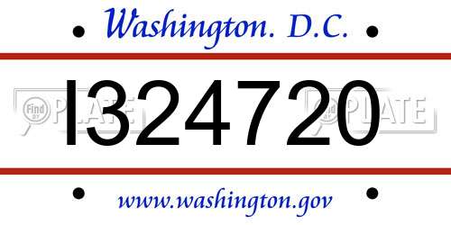 I324720 District Of Columbia License Plate