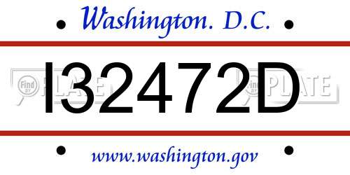 I32472D District Of Columbia License Plate