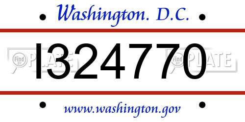 I324770 District Of Columbia License Plate