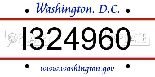 I324960 District Of Columbia License Plate