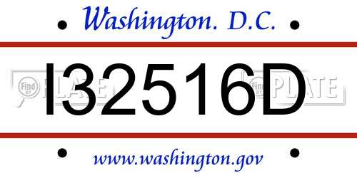 I32516D District Of Columbia License Plate
