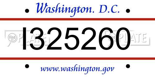 I325260 District Of Columbia License Plate