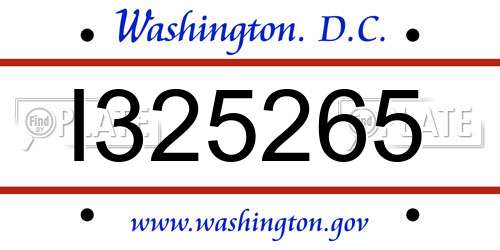 I325265 District Of Columbia License Plate
