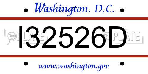 I32526D District Of Columbia License Plate