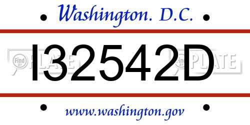 I32542D District Of Columbia License Plate