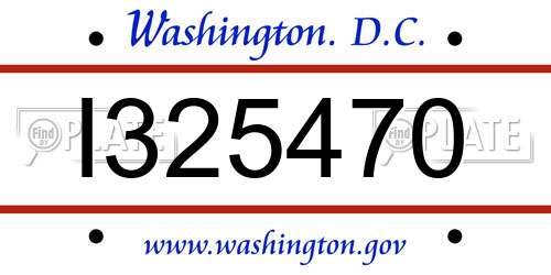 I325470 District Of Columbia License Plate