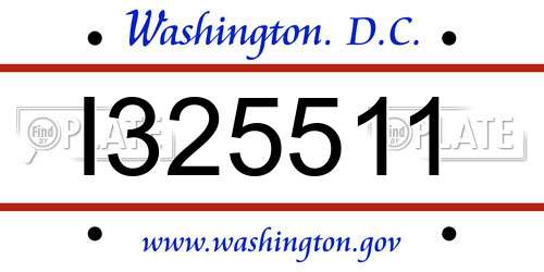 I325511 District Of Columbia License Plate