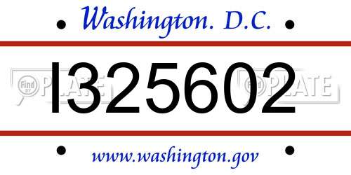 I325602 District Of Columbia License Plate