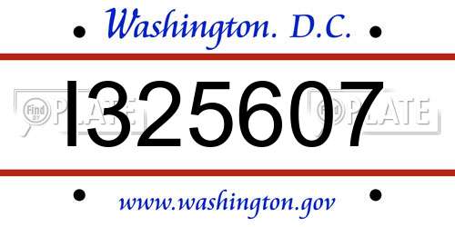 I325607 District Of Columbia License Plate