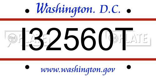 I32560T District Of Columbia License Plate