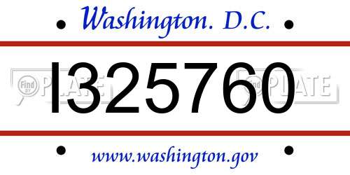 I325760 District Of Columbia License Plate
