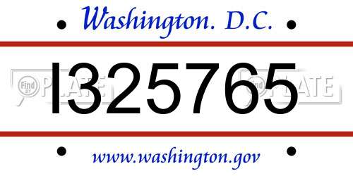 I325765 District Of Columbia License Plate