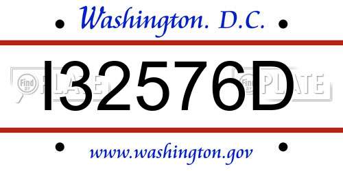 I32576D District Of Columbia License Plate