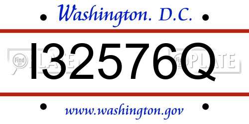 I32576Q District Of Columbia License Plate