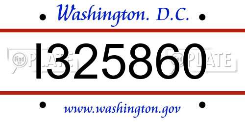 I325860 District Of Columbia License Plate