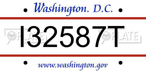 I32587T District Of Columbia License Plate