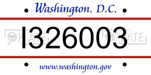 I326003 District Of Columbia License Plate
