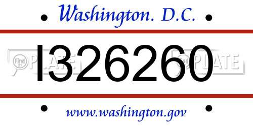 I326260 District Of Columbia License Plate