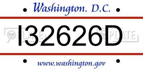I32626D District Of Columbia License Plate