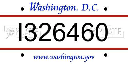 I326460 District Of Columbia License Plate
