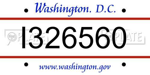 I326560 District Of Columbia License Plate